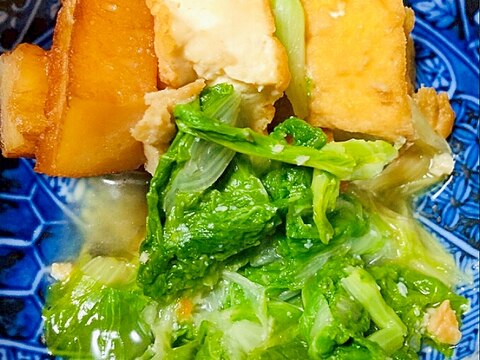 厚揚げとさつま揚げと菜っ葉の煮物